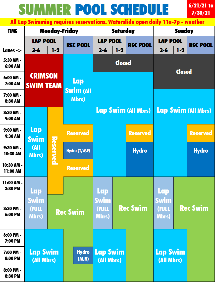 Pool Hours & Schedules adirondack2019